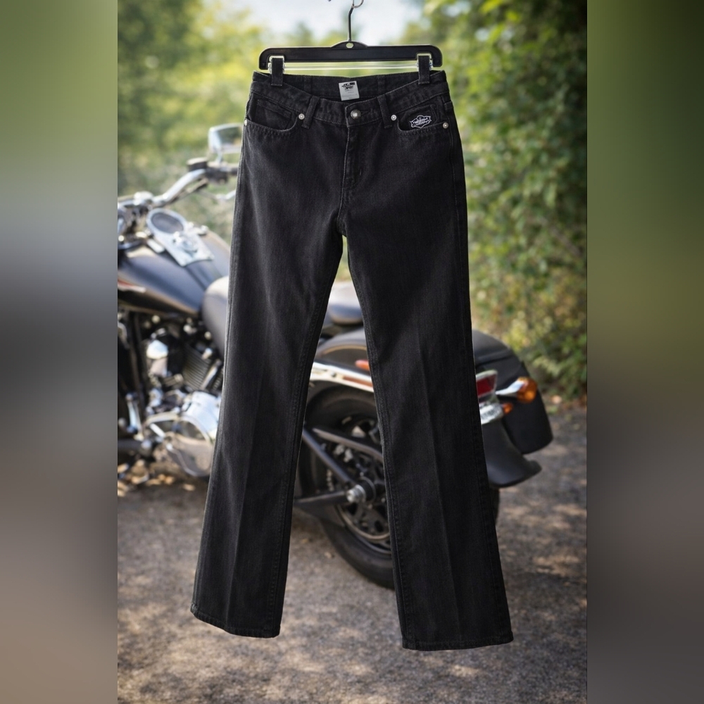 Harley-Davidson Women’s Black Denim Jeans – Size 12 – Mid-Rise Bootcut – Classic
